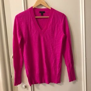 J. Crew pink merino v-neck sweater